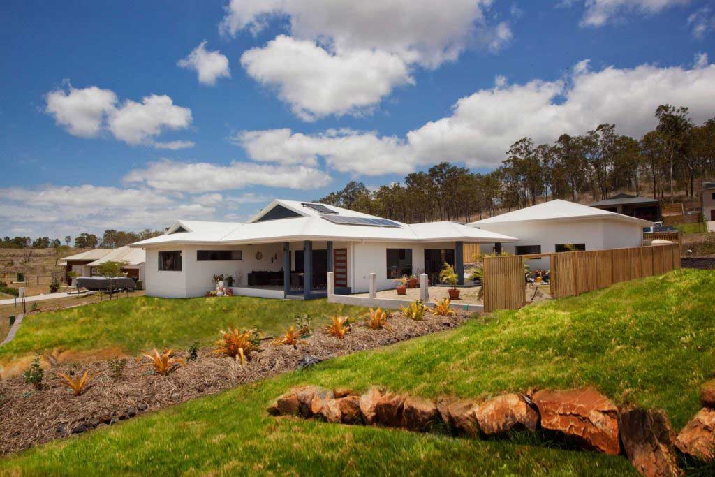 Modern suburban home with landscaped garden